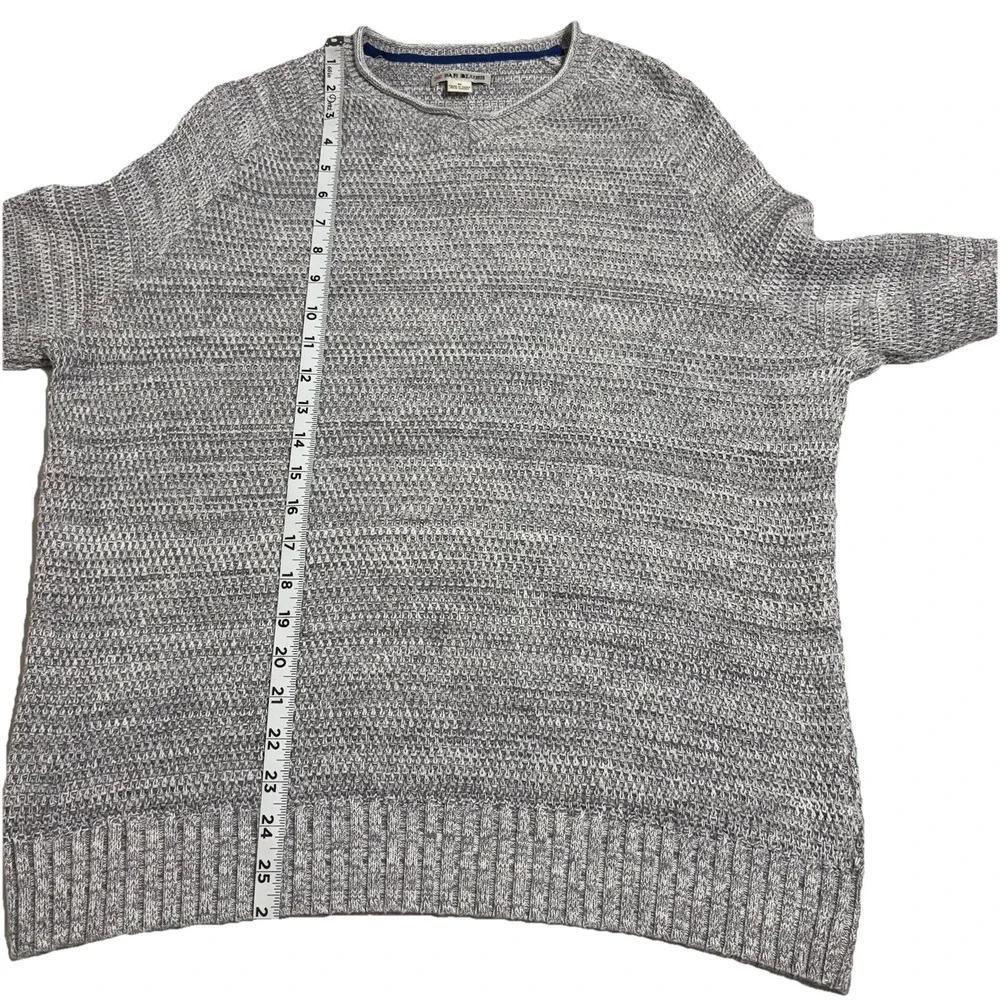 32 Bar Blues Mens‎ Medium Chunky Knit 100% Cotton Heather Gray V-Neck Sweater